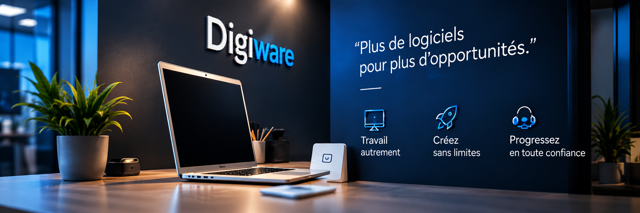 Digiware - Plus de logiciels pour plus d'opportunités : Travail autrement, Créez sans limites, Progressez en toute confiance